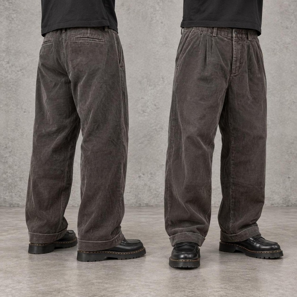 38x30 Dark Brown Corduroy Baggy Wide Leg Pants Y2K Vintage